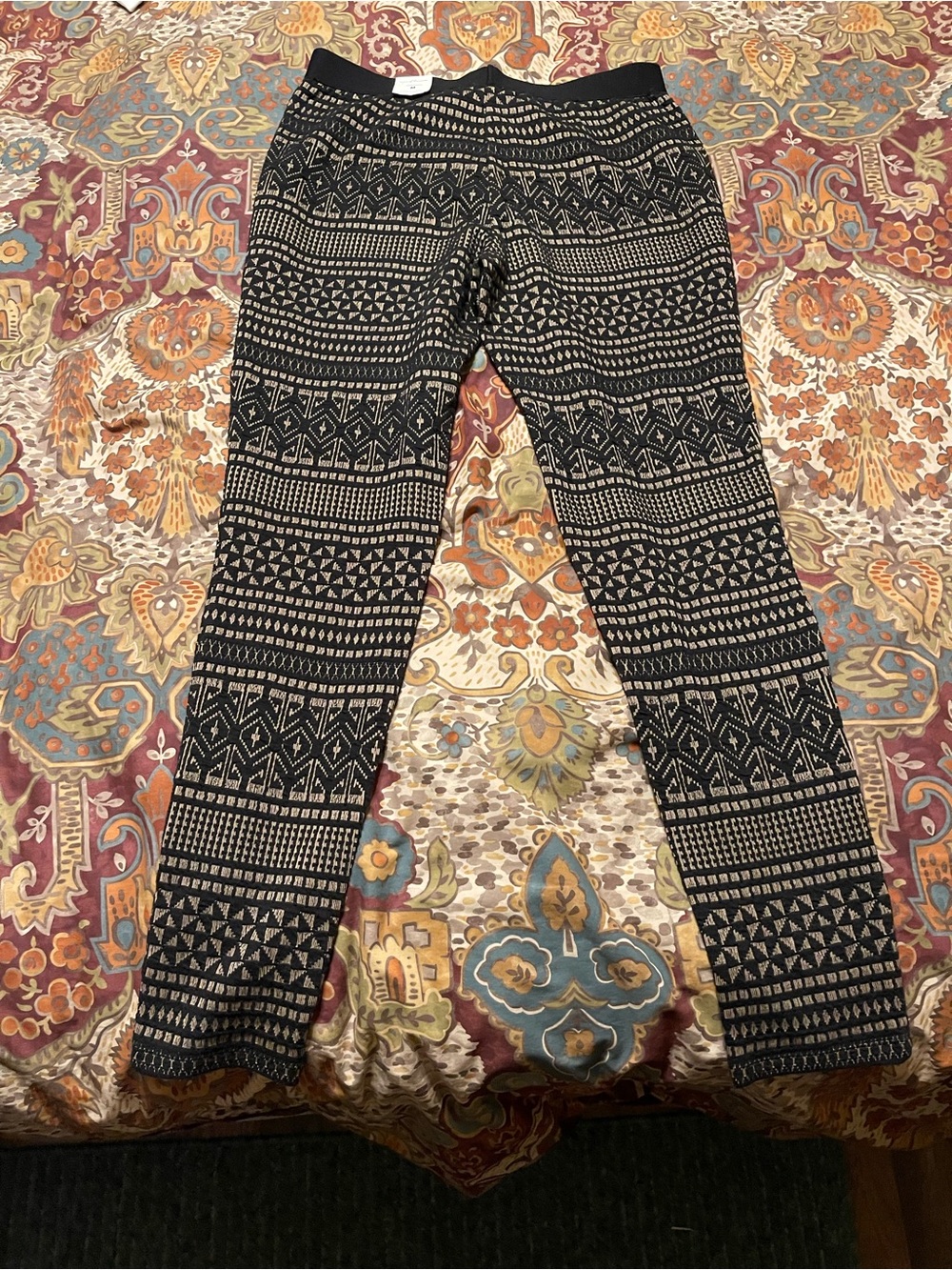 J.McLaughlin Alex Jacquard Leggings Black and Gold Geometric NWT M